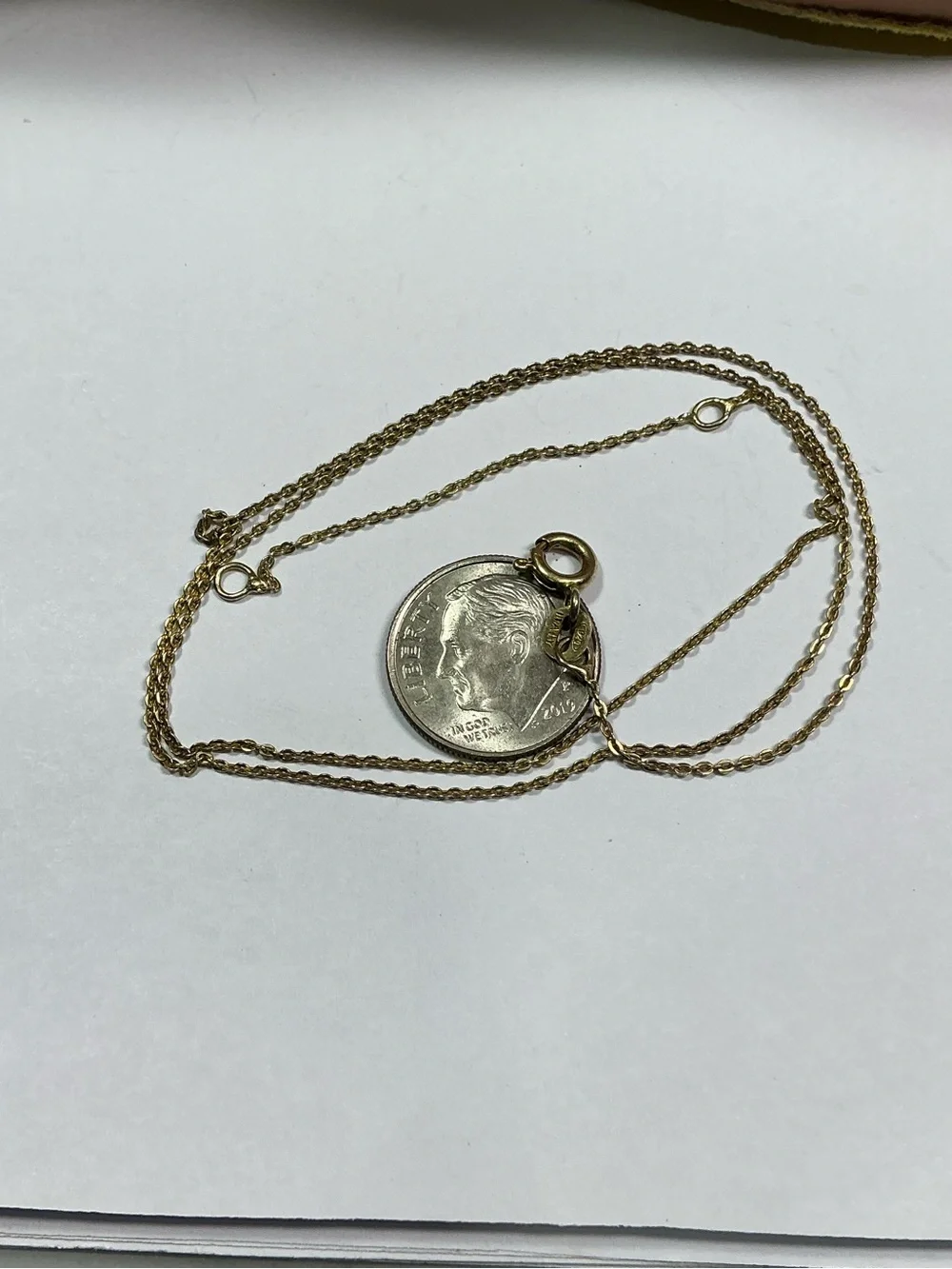 Sterling Silver gold tone flat link necklace / chain. 16 or 18 inches long